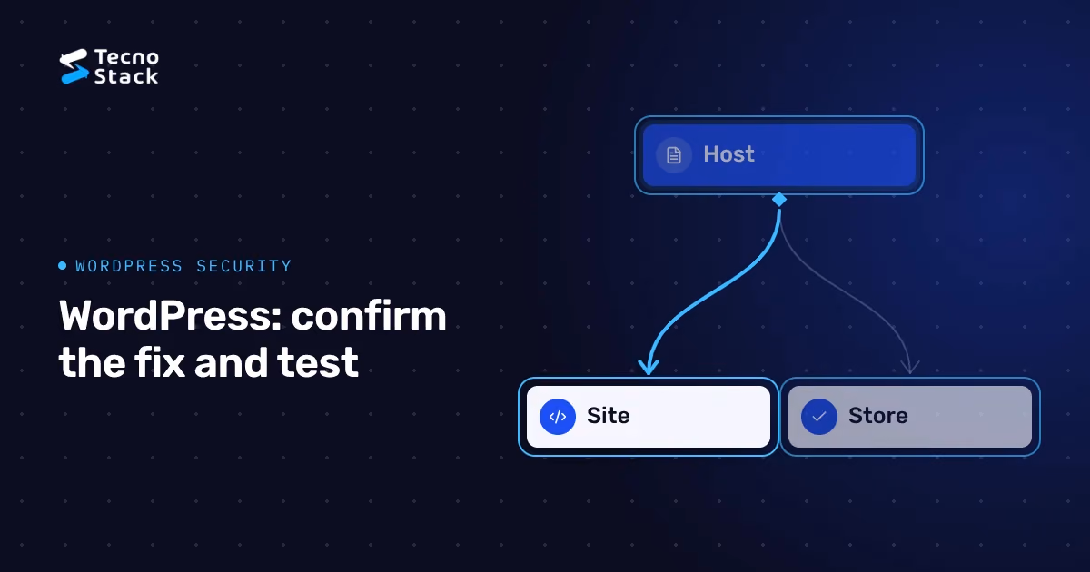 Illustrative maintenance diagram connecting the hosting owner, WordPress site and store on a navy background.